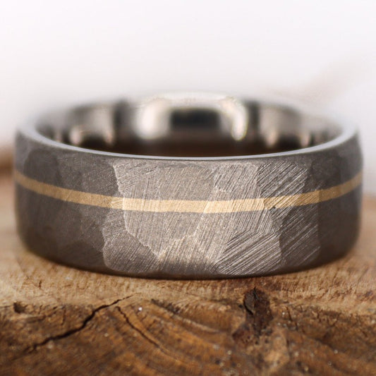 Faceted Titanium with 14k Yellow Gold inlay