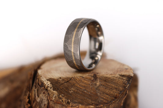 Faceted Titanium with 14k Yellow Gold inlay