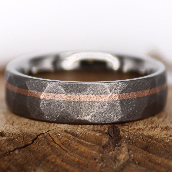 Faceted Titanium with 14k Rose Gold inlay