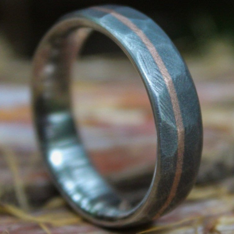 Faceted Titanium with 14k Rose Gold inlay
