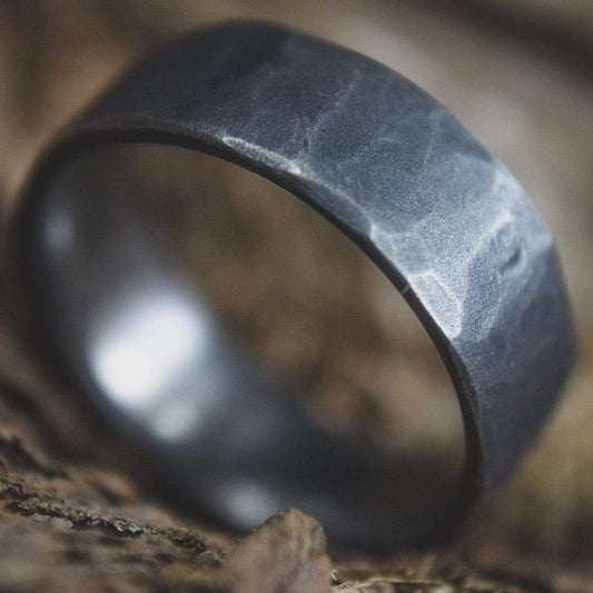 Dark Hammered Titanium Ring