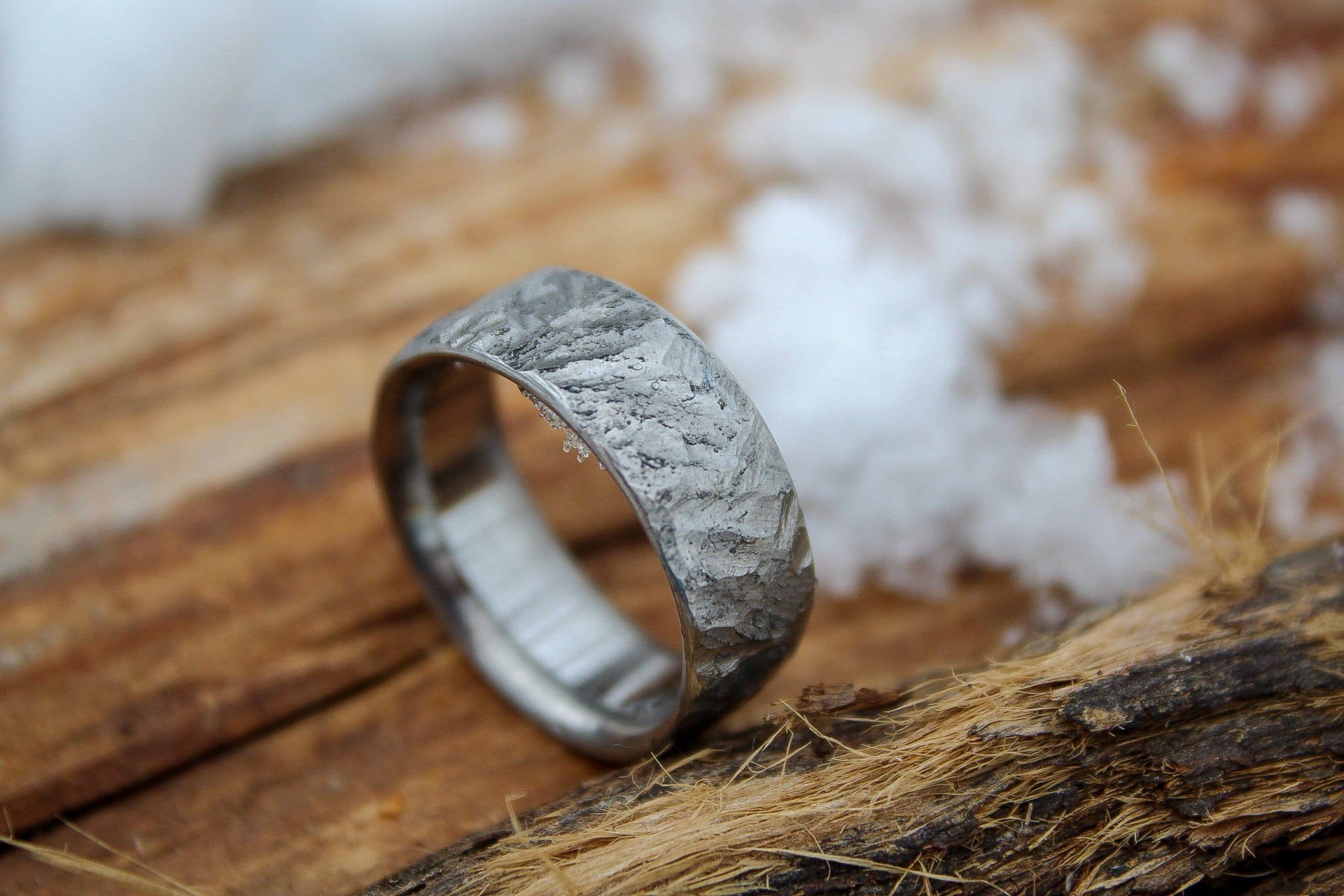 Hammered Titanium Ring, Mens Wedding Band, Distressed Rustic Finish