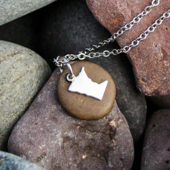 Lake Superior Stone Necklace with Rose Gold or Silver Charm 