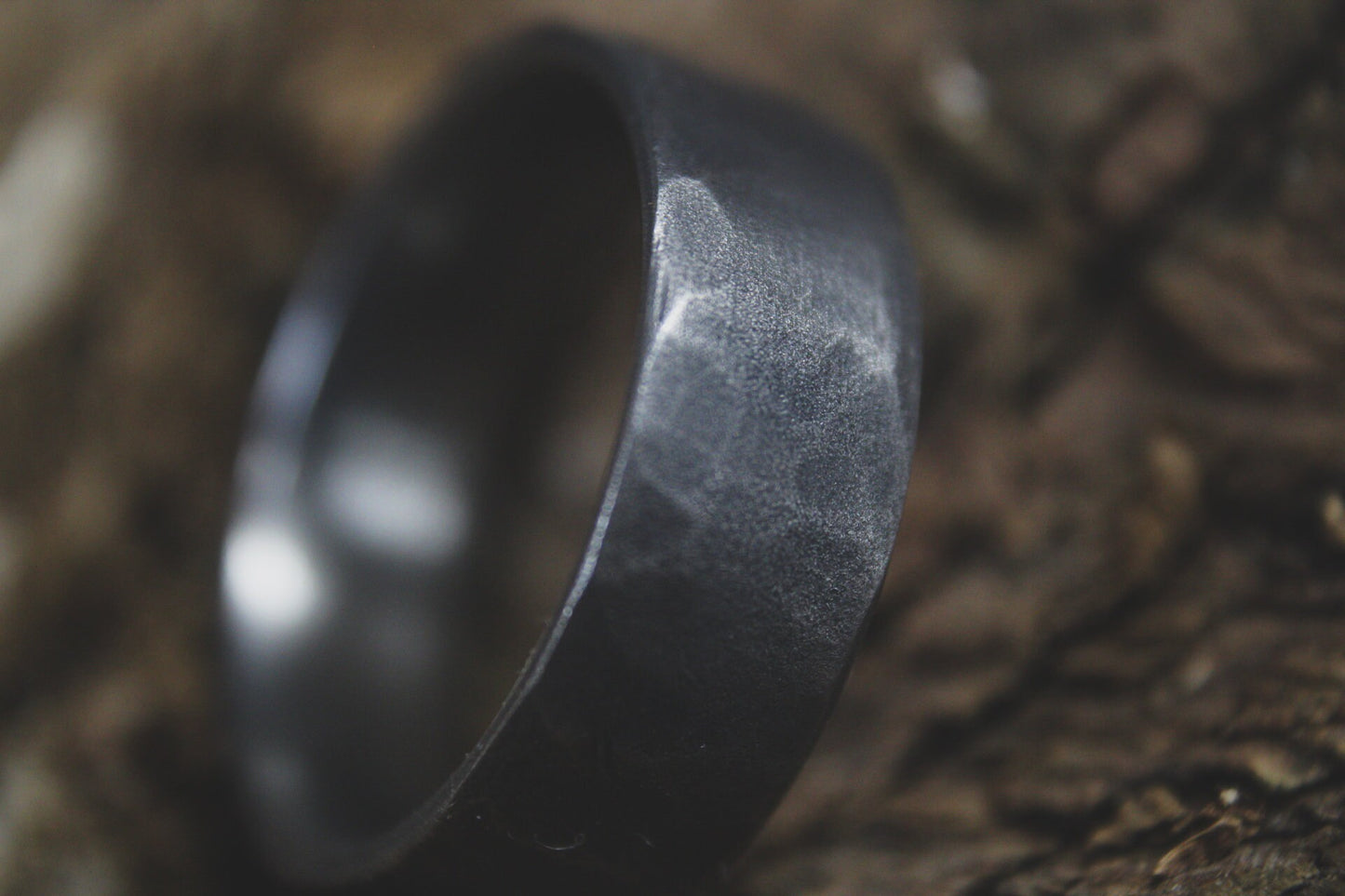 Dark Hammered Titanium Ring