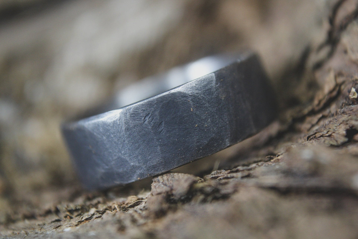 Dark Hammered Titanium Ring