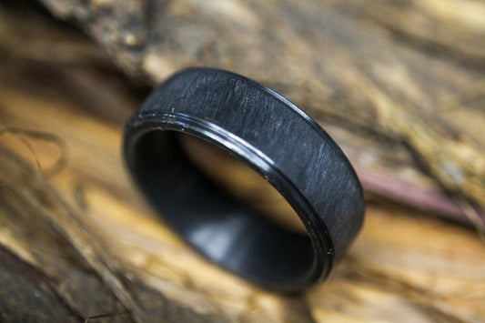Black Zirconium Ridged and Brushed Band