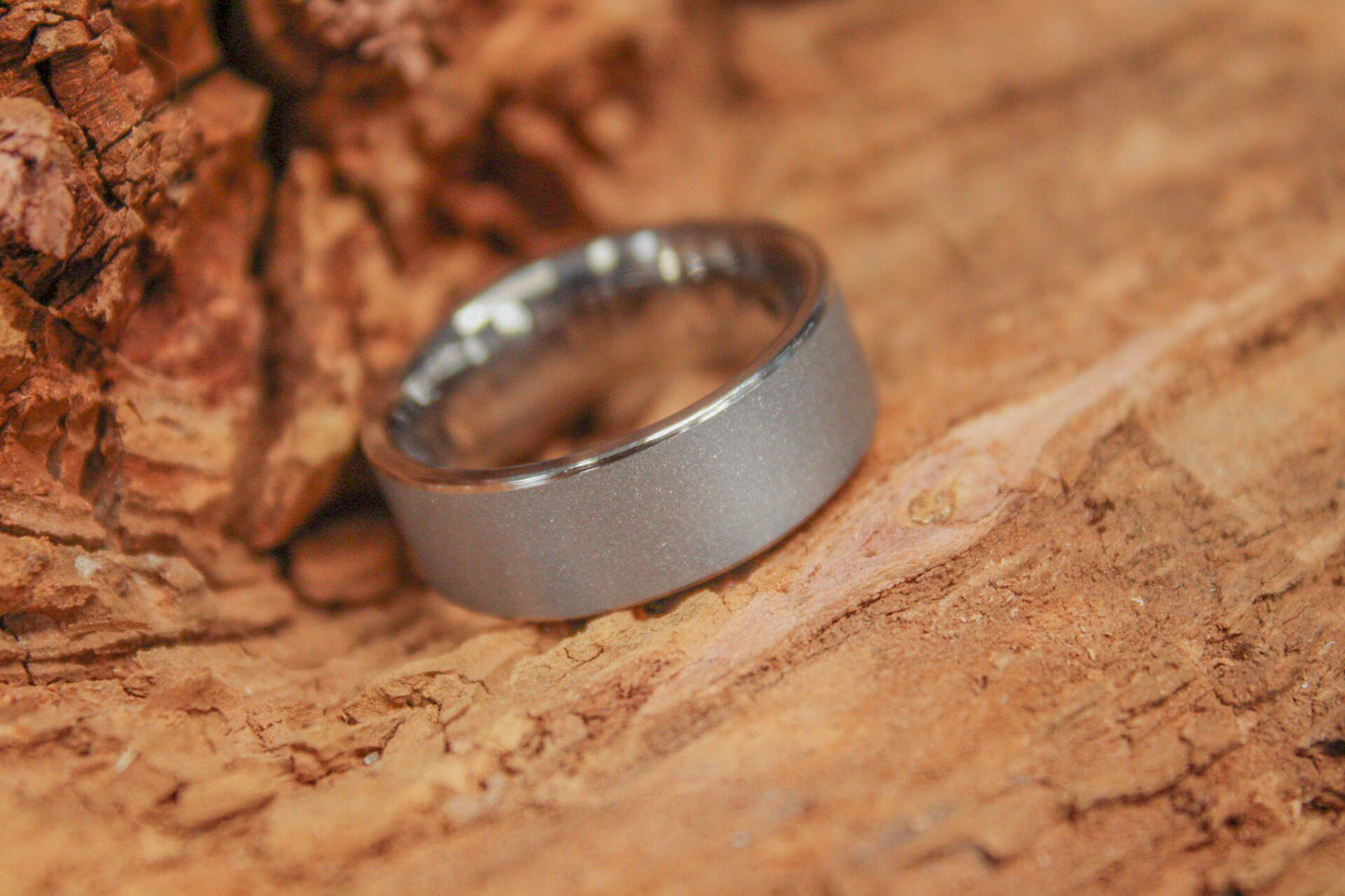 Beveled Sandblasted Titanium Ring