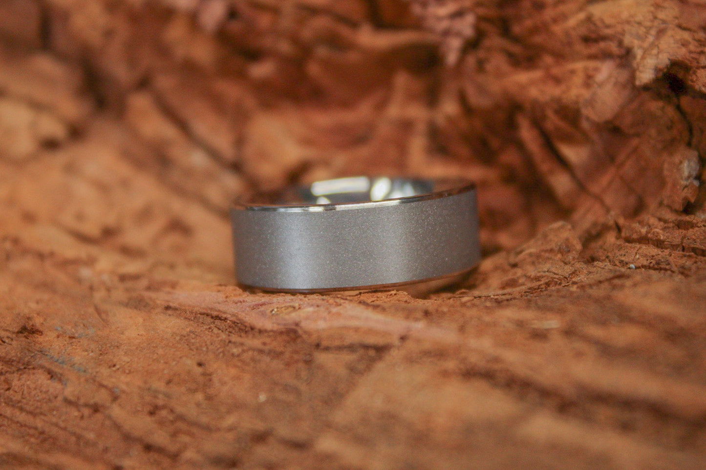 Beveled Sandblasted Titanium Ring