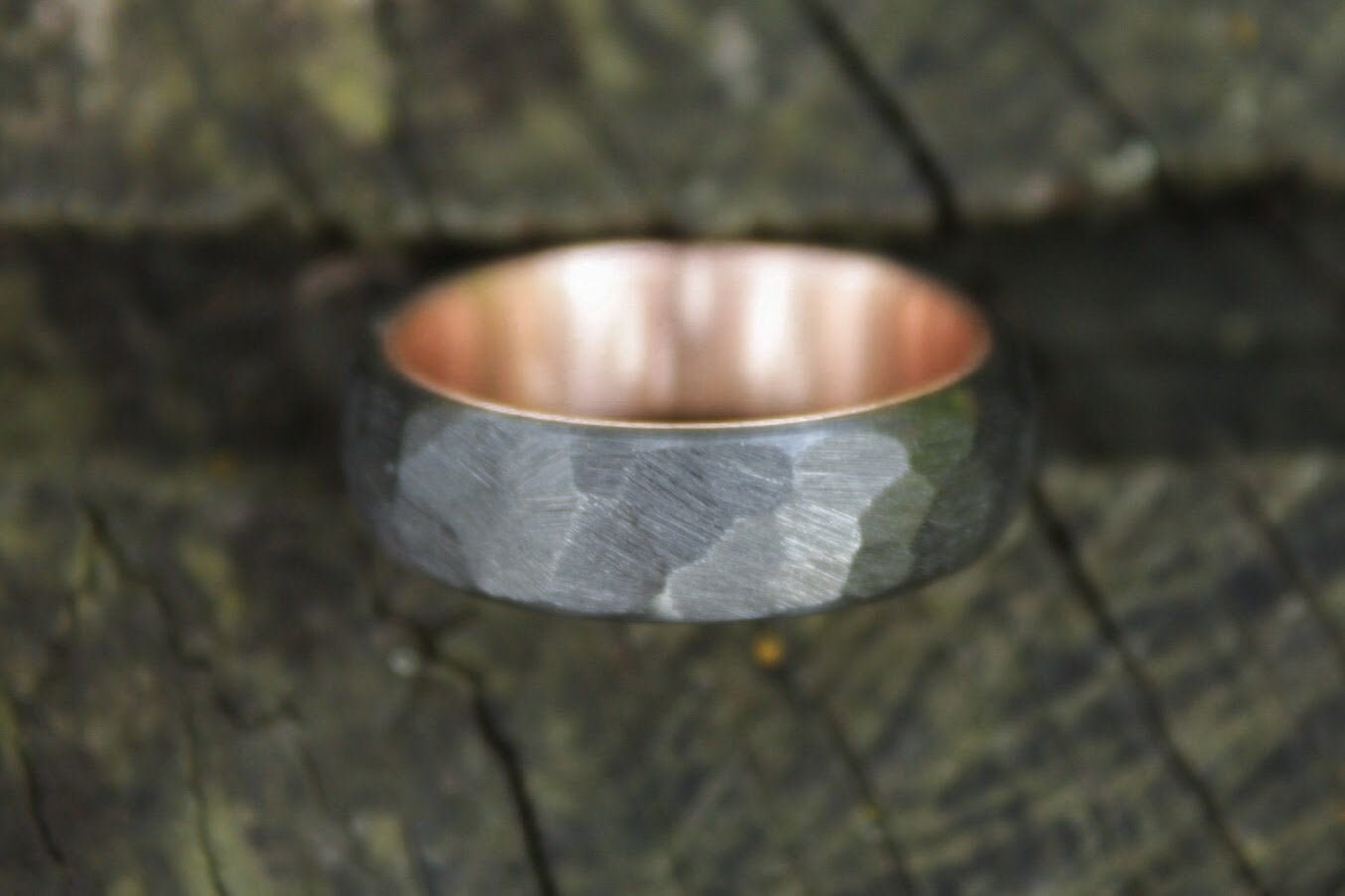 Faceted Black Zirconium with 14k Rose Gold Liner