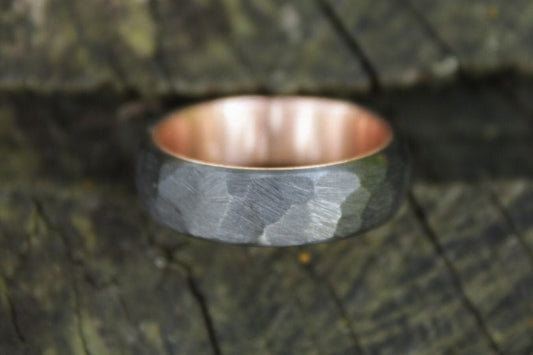 Faceted Black Zirconium with 14k Rose Gold Liner