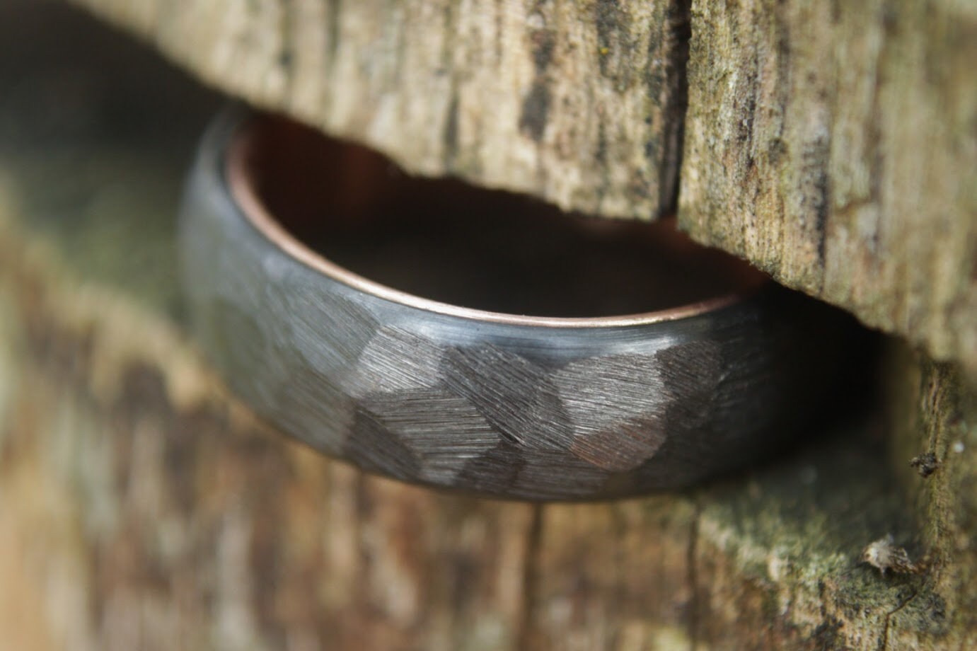 Faceted Black Zirconium with 14k Rose Gold Liner