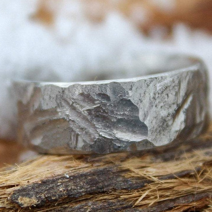 Hammered Titanium Ring, Mens Wedding Band, Distressed Rustic Finish