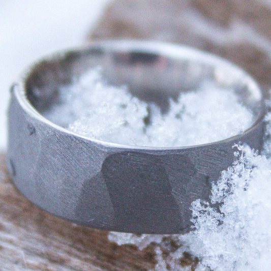 Sandblasted Faceted Titanium Ring