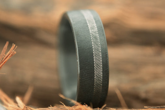 Textured Black Zirconium Band with Offset Pattern