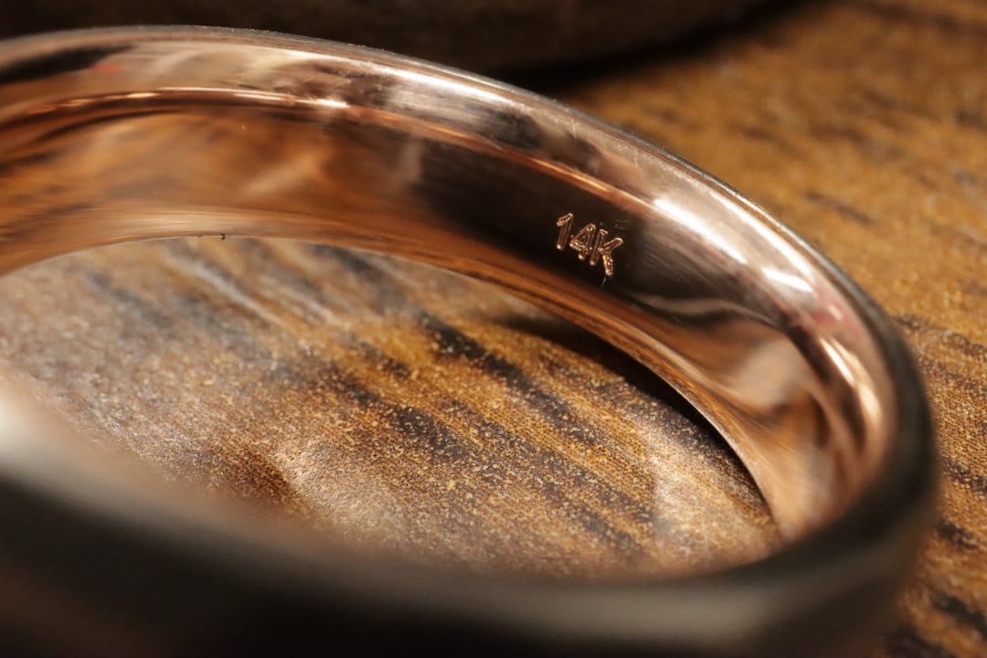 14k Rose Gold Lined Faceted Titanium with inlay