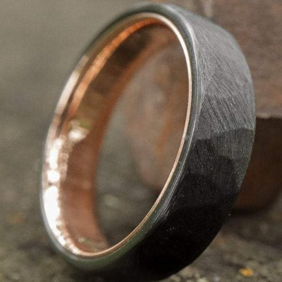 Faceted Black Zirconium with 14k Rose Gold Liner