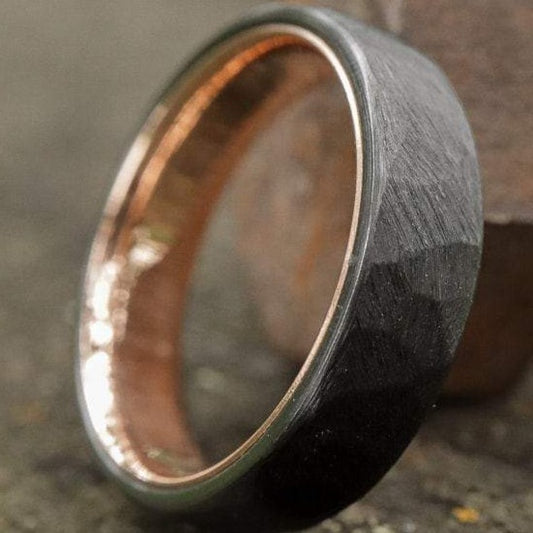 Faceted Black Zirconium with 14k Rose Gold Liner