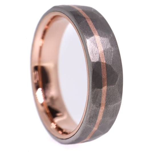 14k Rose Gold Lined Faceted Titanium with inlay