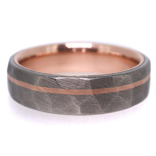 14k Rose Gold Lined Faceted Titanium with inlay