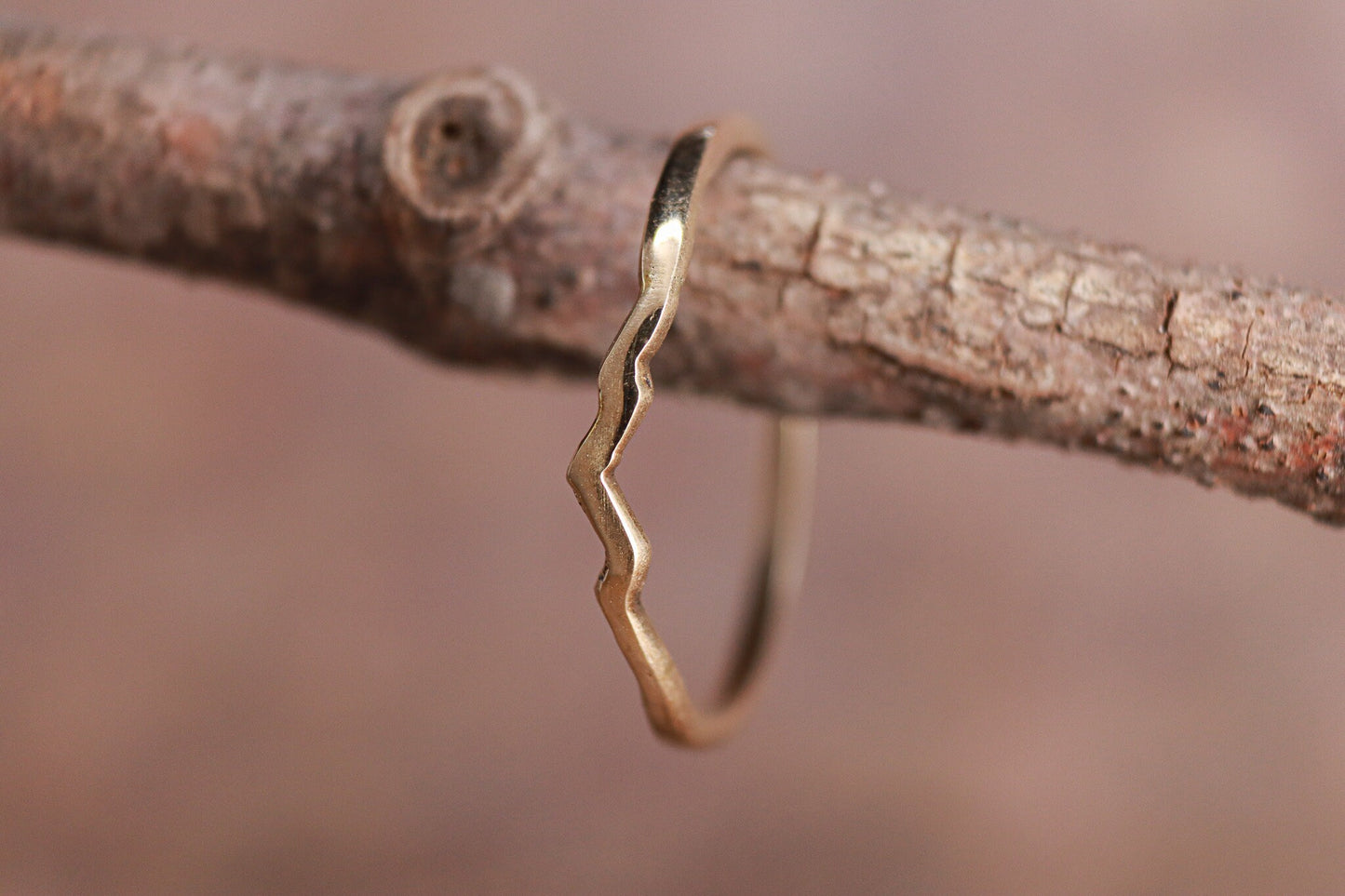 14k Yellow Gold Mountain Peaks, Women's Ring, Dainty Band, Solid Gold, Handcrafted Mountain Ring