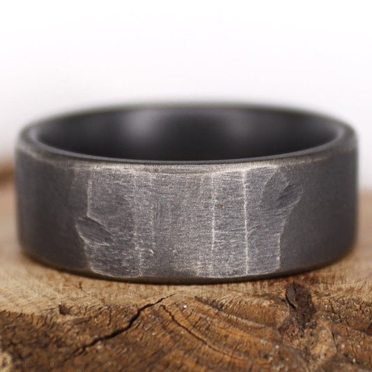Dark Hammered Titanium Ring