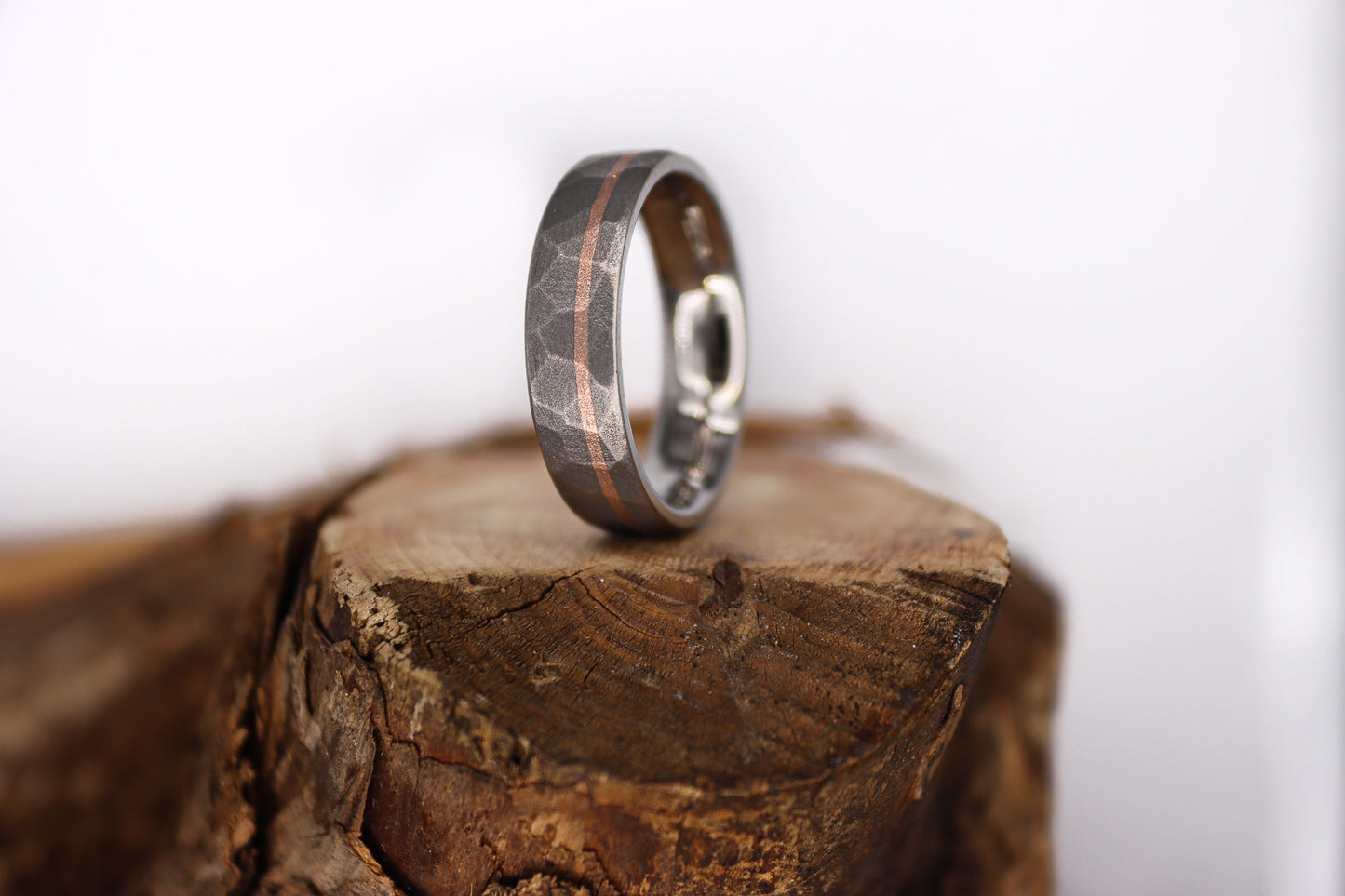Faceted Titanium with 14k Rose Gold inlay