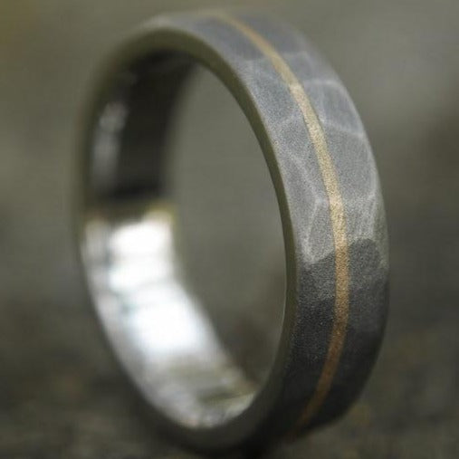 Faceted Titanium with 14k Yellow Gold inlay