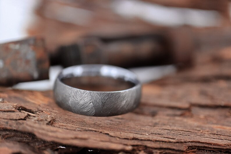 Tungsten Minimalist Textured Ring