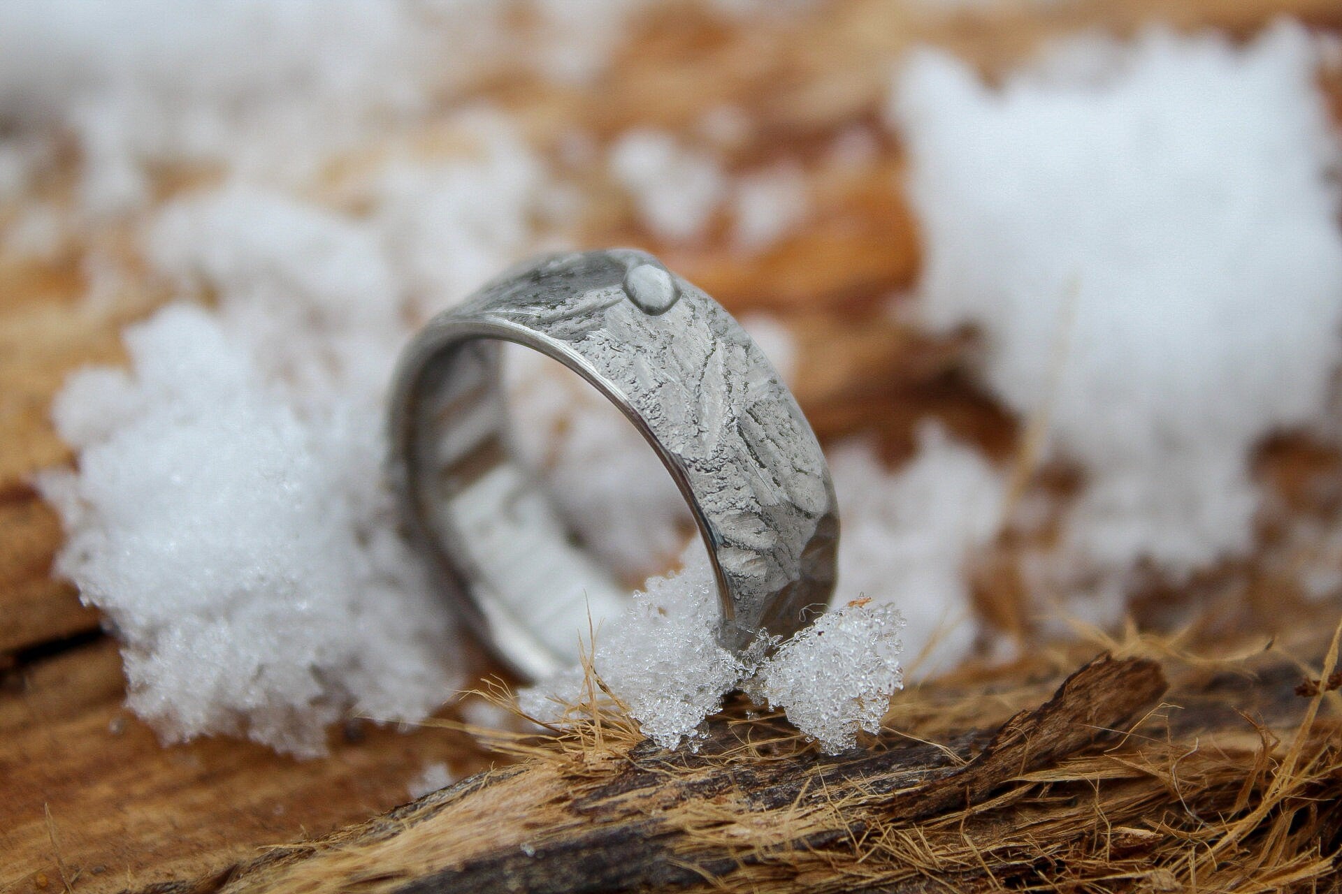 Hammered Titanium Ring, Mens Wedding Band, Distressed Rustic Finish