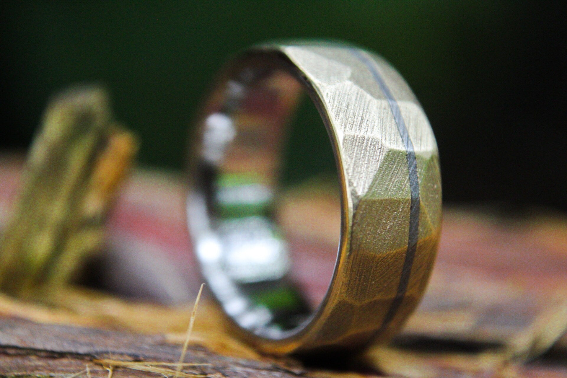 Faceted 14k Yellow Gold and Titanium Ring 