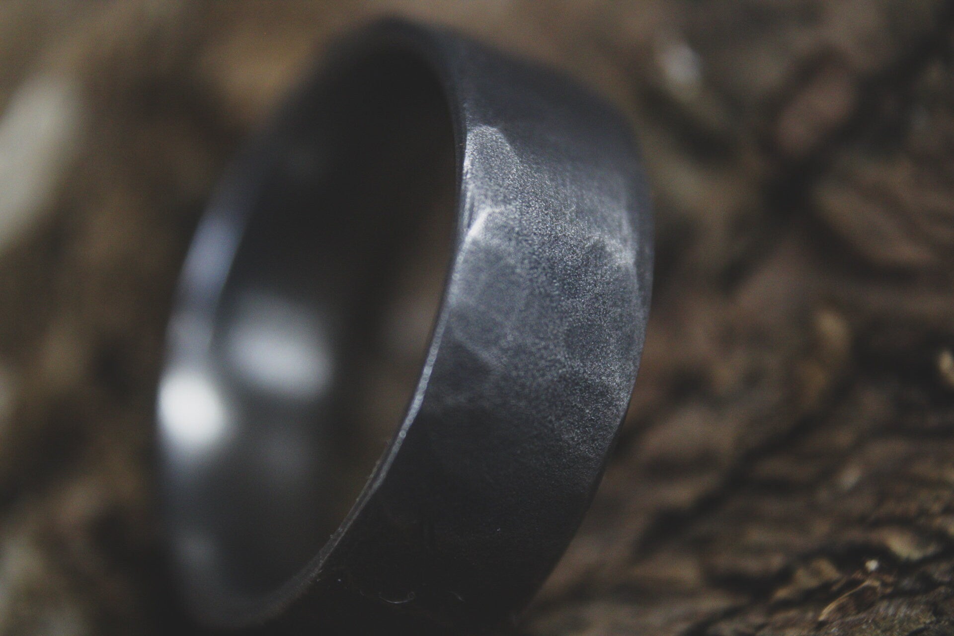 Dark Hammered Titanium Ring 