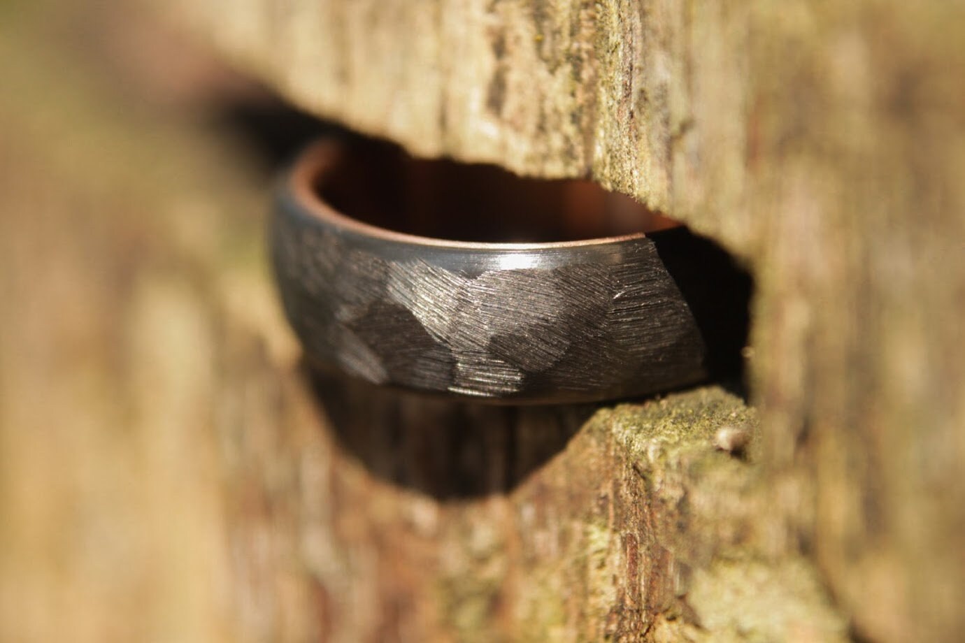 Faceted Black Zirconium with 14k Rose Gold Liner 
