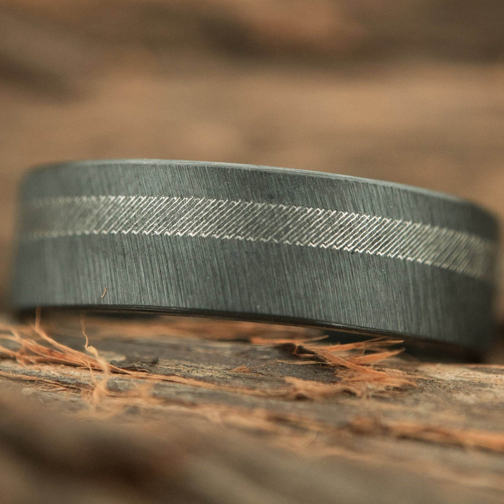 Textured Black Zirconium Band with Offset Pattern