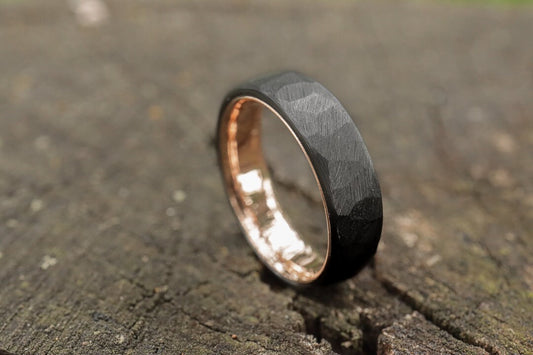 Faceted Black Zirconium with 14k Rose Gold Liner 