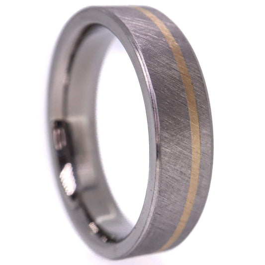 Crosshatch Titanium Band with 14k Yellow Gold inlay 