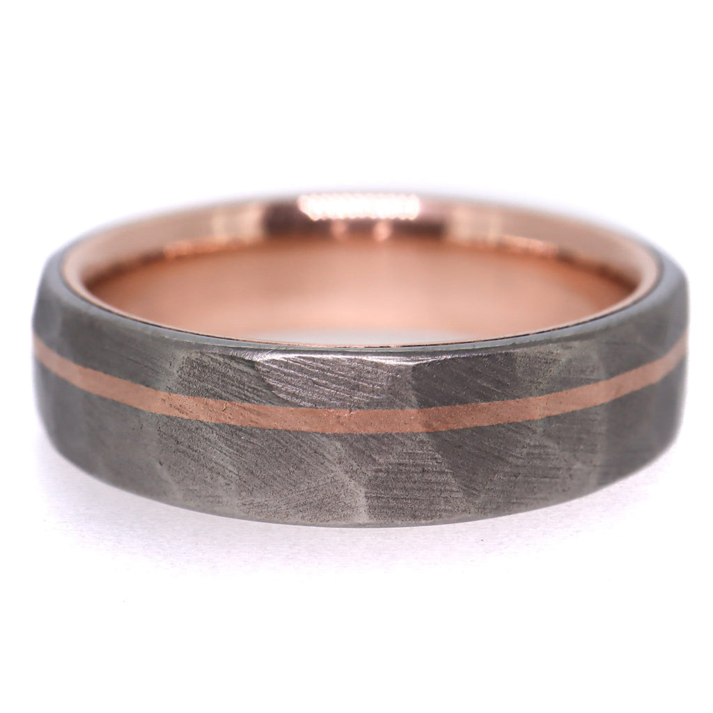 14k Rose Gold Lined Faceted Titanium with inlay 