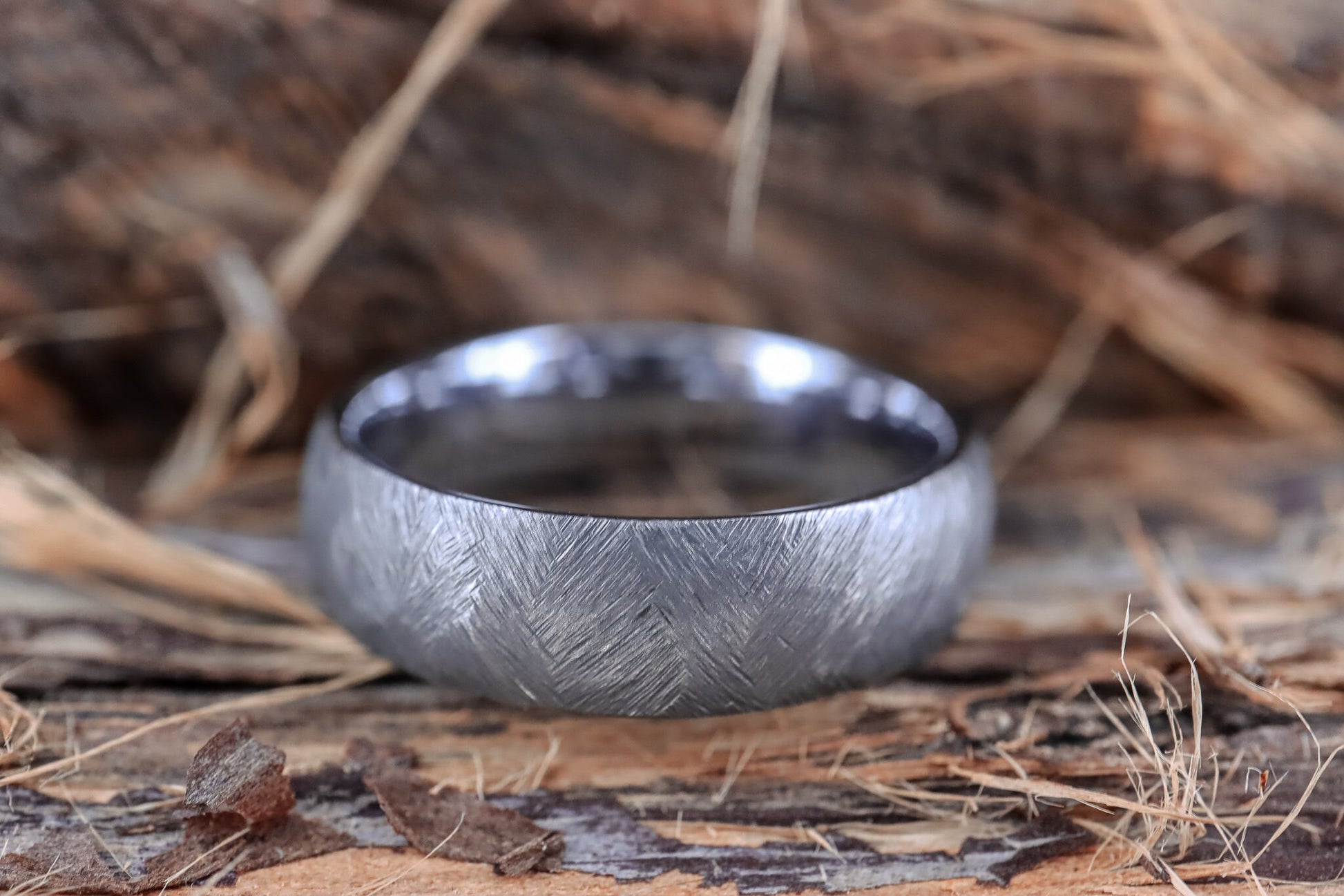 Tungsten Minimalist Textured Ring 