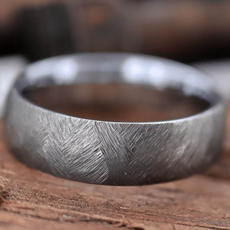 Tungsten Minimalist Textured Ring 