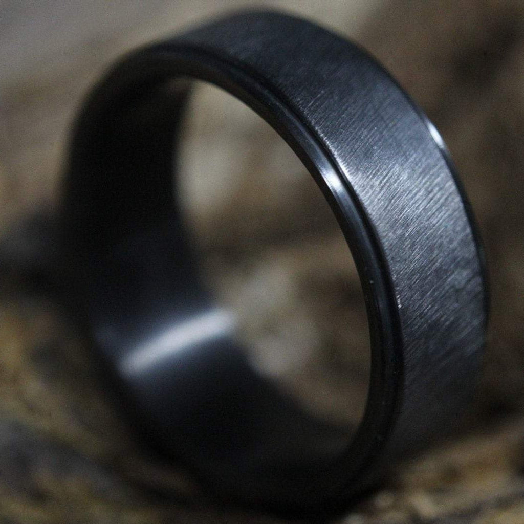 Black Zirconium Ridged and Brushed Band